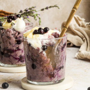 Blueberry Lavender Coconut Rice Pudding