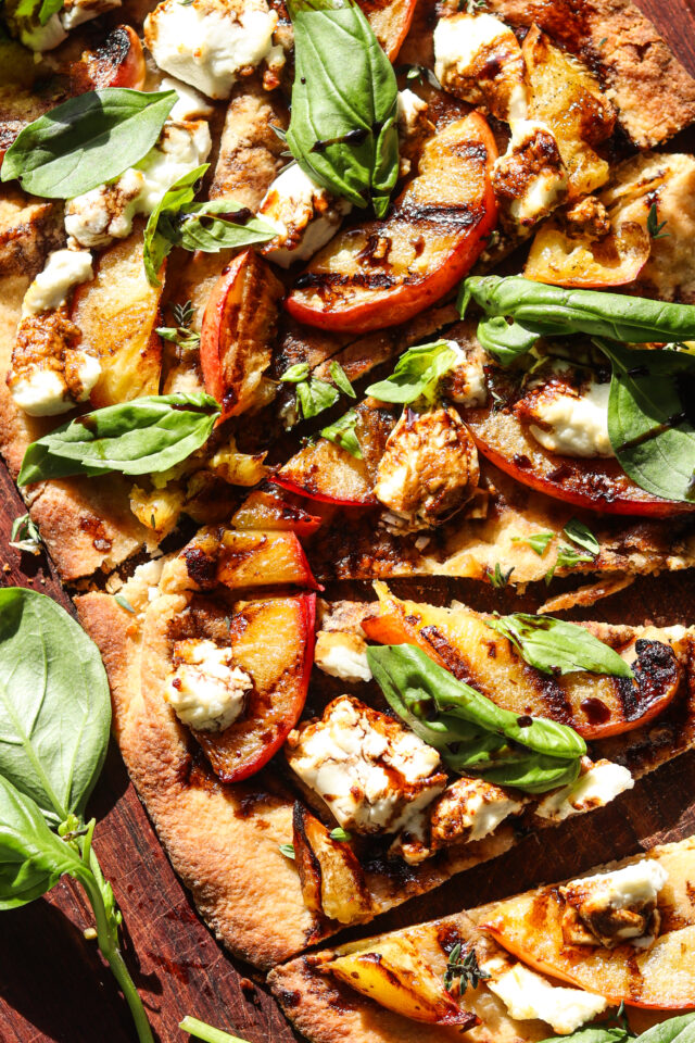 Grilled Peach, Basil & Goat Cheese Flatbread