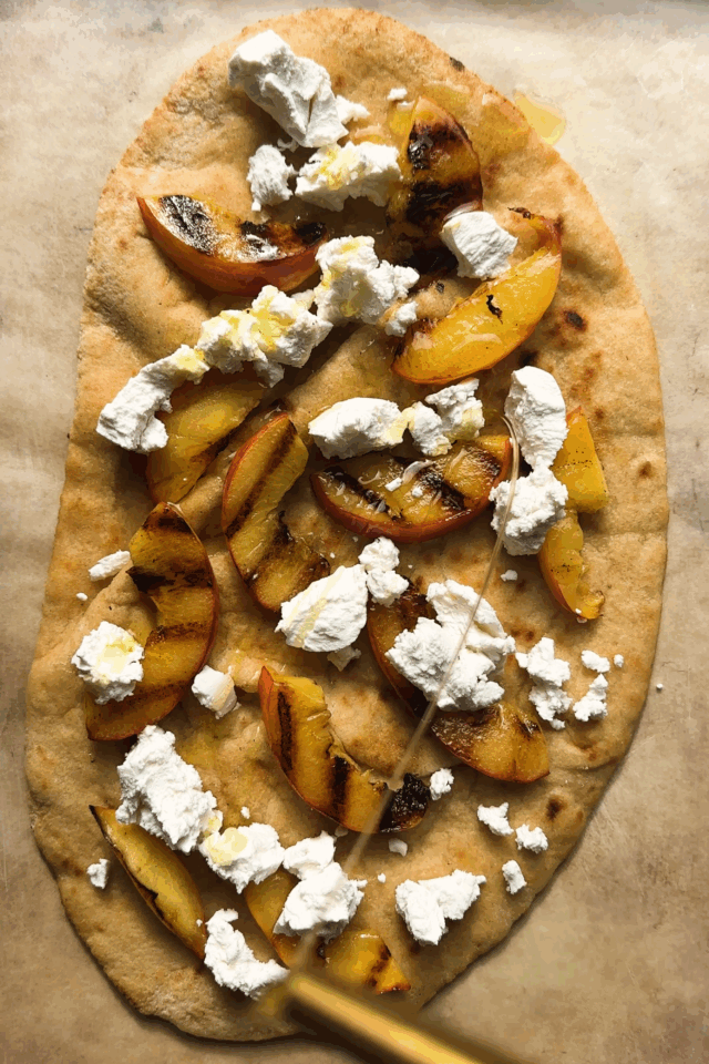 Drizzling Olive Oil on Flatbread