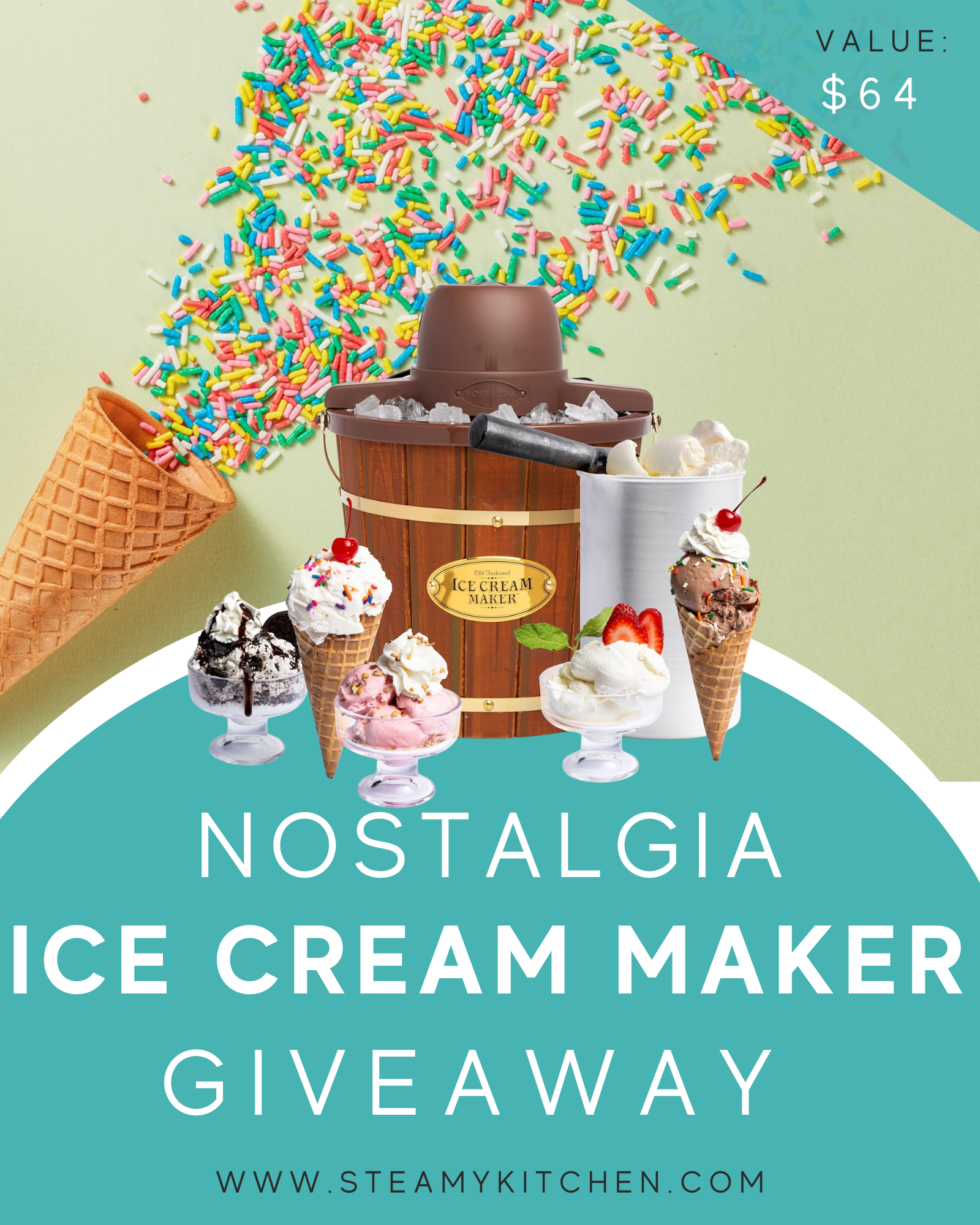 Nostalgia Electric Ice Cream Maker Giveaway!Ends in 20 days.